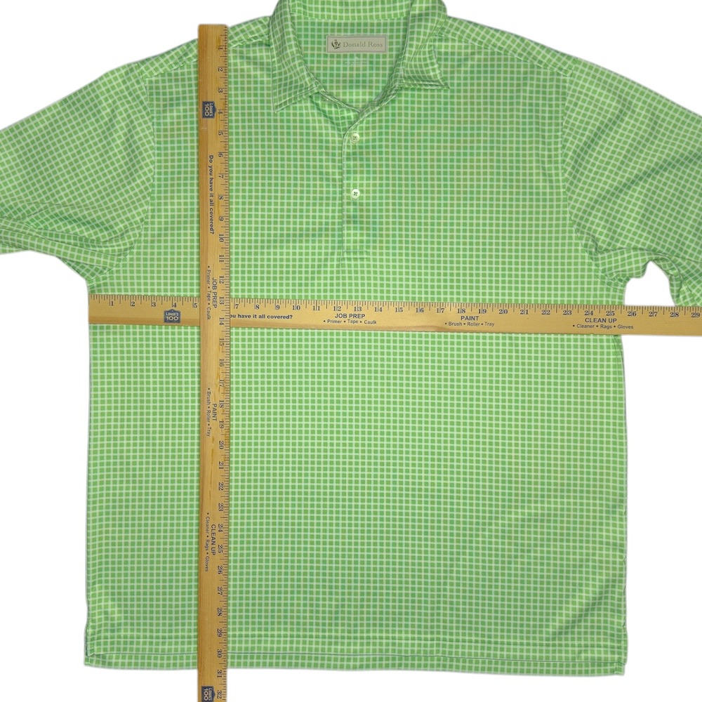 Donald Ross Men's XL Green and White Checked Short Sleeve Golf Polo Shirt - Picture 5 of 9